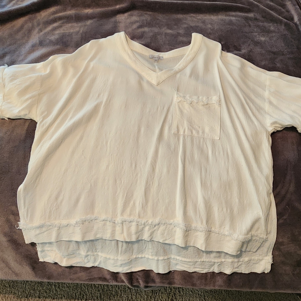 White V-Neck Pocket Tee
